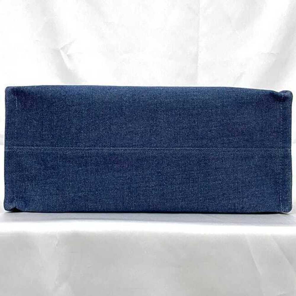 Celine Cabas Tote Bag Blue Denim Leather Logo Embroidery Document Shoulder Rare - Picture 4 of 10